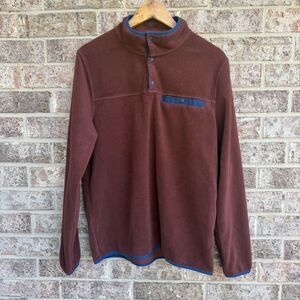 32 Degrees Men’s M Fleece 1/4 Snap Pullover Sweater Burgundy Blue Trim Tech